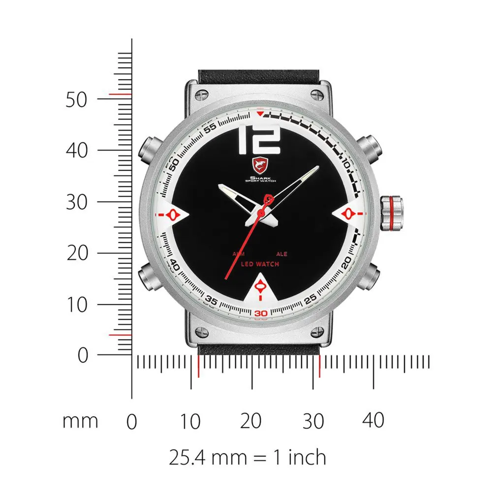 

Bluegray Carpet Shark Sport Watch Black Men's Quartz Digital Analog LED Military Brown Leather Watches Relogio Masculino /SH546