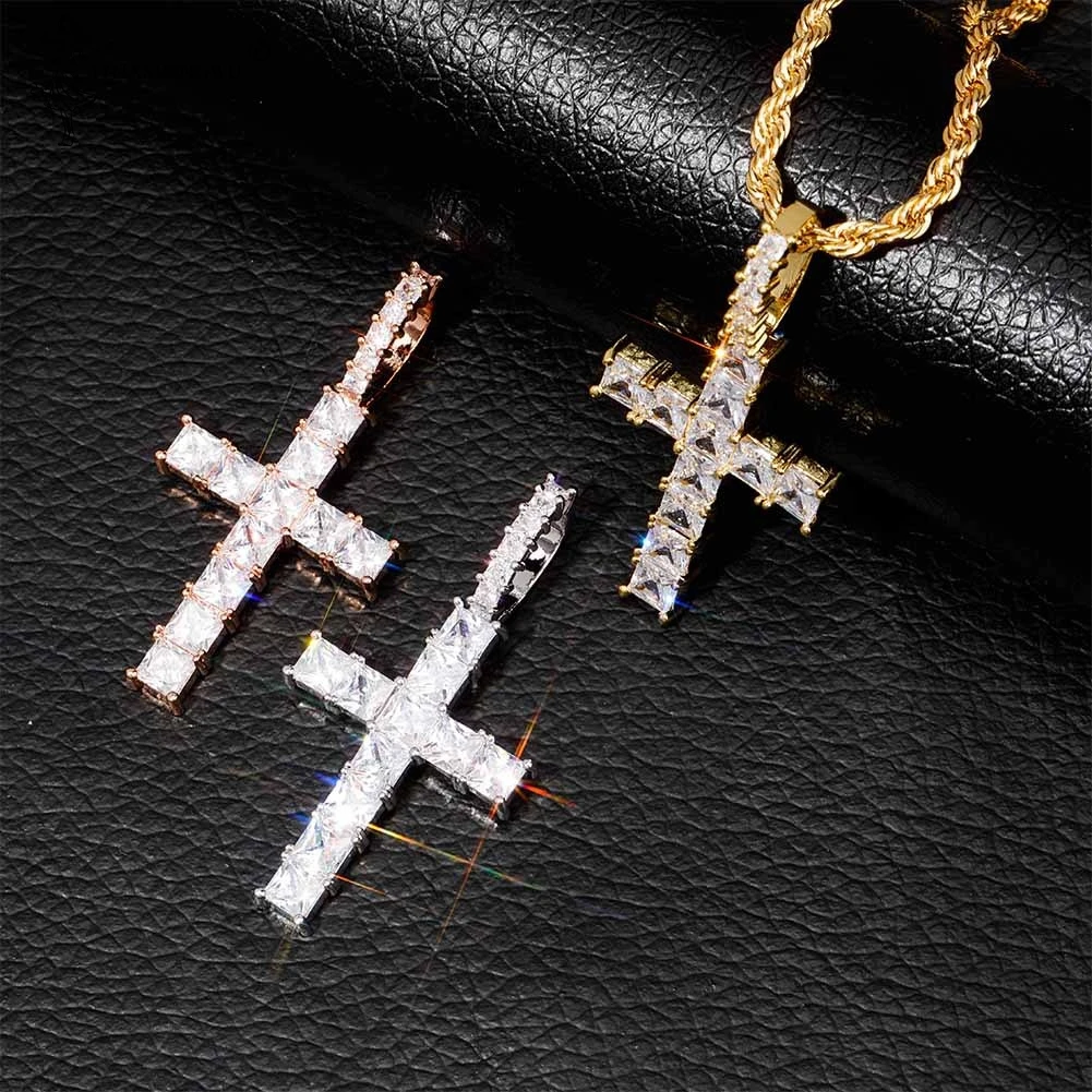 Iced Zirkoon Baguette Cross Hanger Met Touw Ketting Mannen Hip Hop Sieraden Goud Kleur Aaa Cz Hanger Ketting Voor geschenken Pendentif Iced Zirkoon Baguette Cross Hanger Met Touw Ketting Mannen Hip Hop Sieraden Goud Kleur Aaa Cz Hanger Ketting Voor geschenken Pendentif