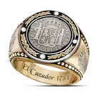 Мужское классическое кольцо FDLK, круглая инкрустация, с 4 цирконами, короной, львом, оливковой веткой