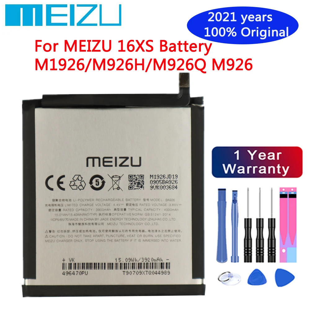 

Meizu 100% Новый оригинальный BA926 Батарея 4000 мАч для MEIZU 16XS Батарея M1926/M926H/M926Q M926 серии мобильный телефон + Бесплатные инструменты