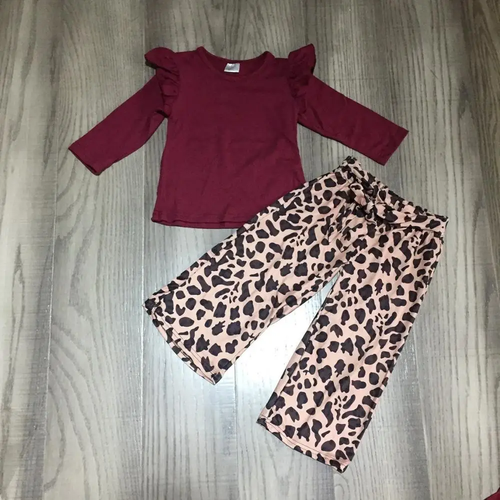 Детская осенняя одежда для девочек наряды с леопардовым принтом однотонные