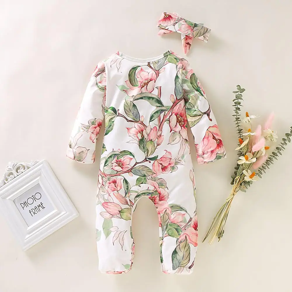 Newborn Infant Baby Girl Boy Footed Sleeper Romper Headband Clothes Outfits Set winter romper jumpsuit