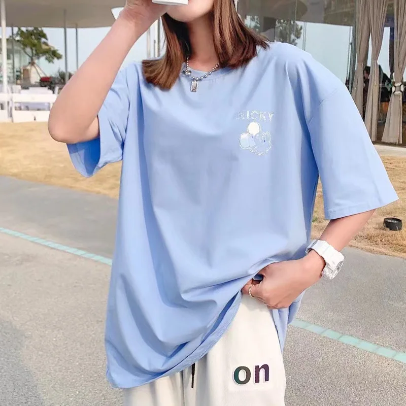 

Disney 2021 Mickey T-shirt Korean version Joker cute casual reflective sequins Harajuku T-shirt combi and bodysuits