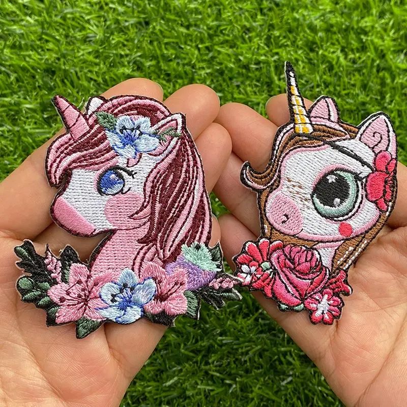Cartoon Unicorn Embroidered Patches for Kids T-Shirt: Iron-on Animal Patch Sticker Applique image 5