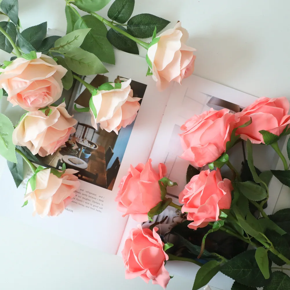 

Non-woven Fabric Rose Artificial Flowers Wedding for Bride Blooming Fake Flower White Home Decoration Valentine's Day Party