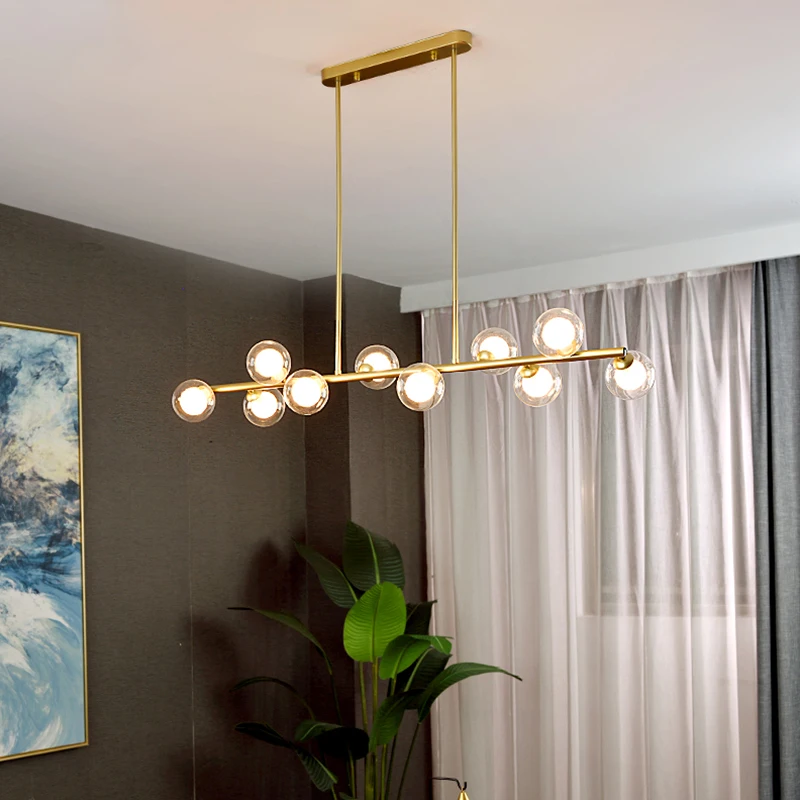 

Modern Nordic Chandeliers Magic Bean Bubble Glass Ball Hanging Lights Iron Luxury Home Decor Living Dining Room Bar Drop Lamp