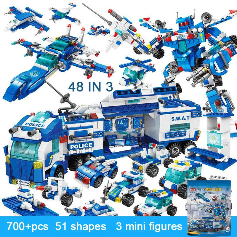 

Boys INGlys City Police Station Building Blocks Car Headquarters Blocks Toys Truck SWAT Military Bricks Toys for Children Kids