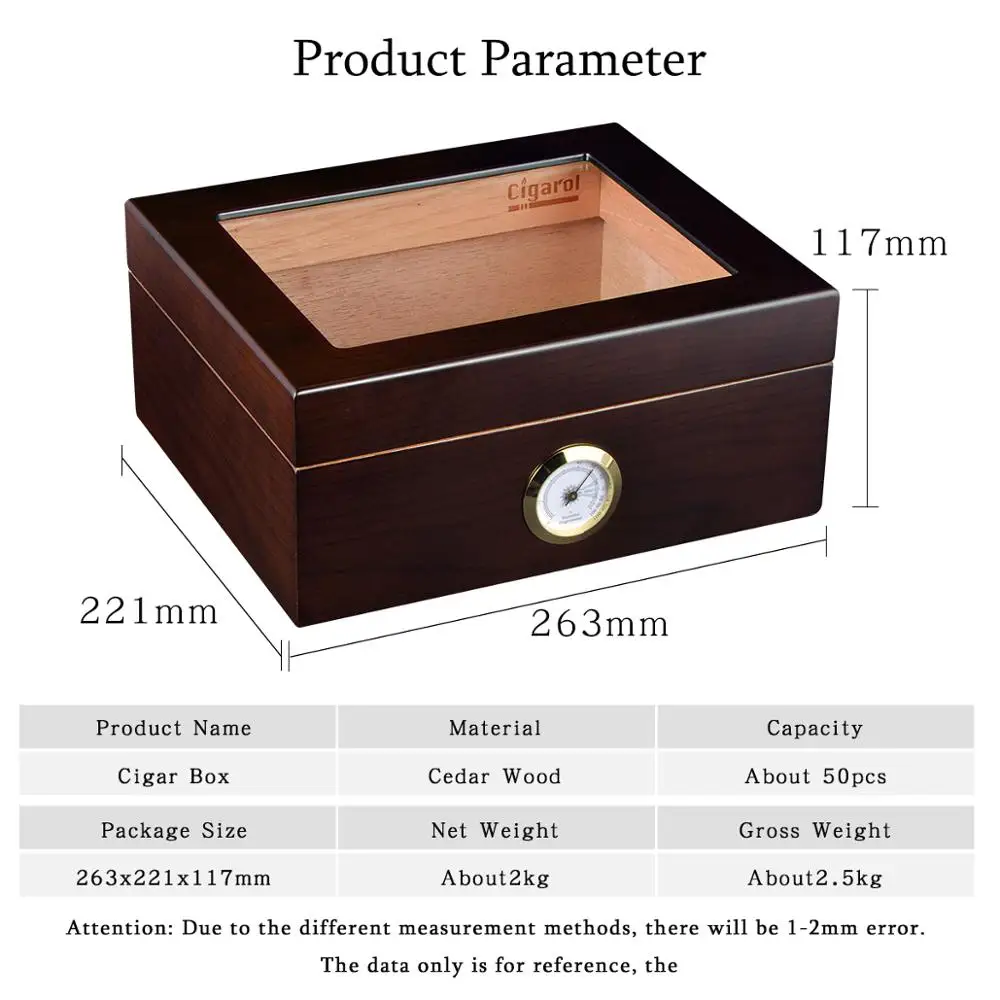 Большой хьюмидор VOLENX с гигрометром и увлажнителем коробка для сигар из