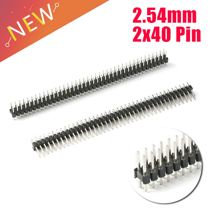 10Pcs 2.54mm 2x40 Pin 80 Pin copper Pitch Male Double Row Pin Header Strip Straight Needle Connector
