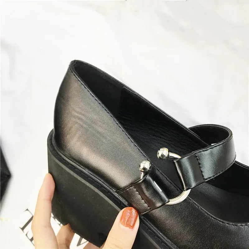 

2020 New Spring Vintage Punk Gothic Thick Sole Mary Jane Platform Ladies Shoes Black Heels High Heel Womens Shoes Pumps