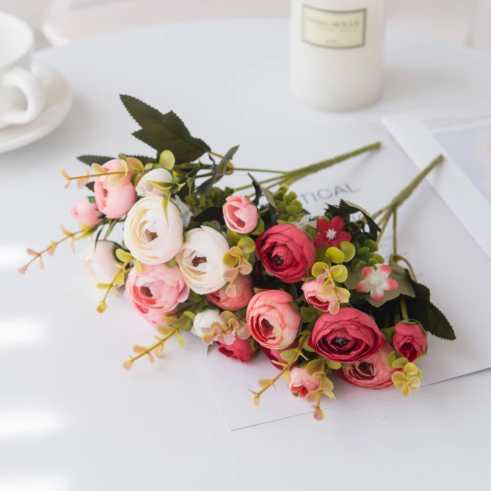 Искусственные цветы 30 см розовые маленькие Чайные розы бутоны вазы для украшения