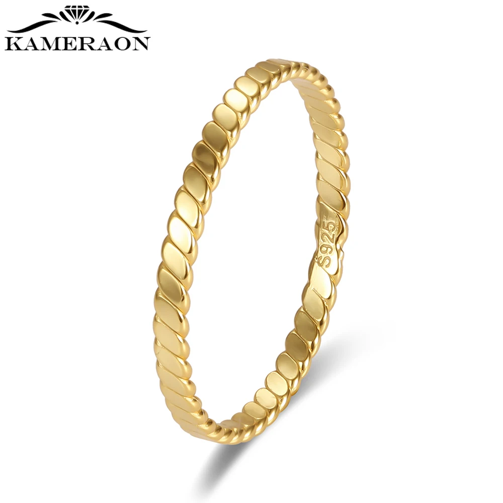 925 Sterling Silver Ring Jewelry for Women 2021 Trend Vintage Thin Simple Geometric Gold Matching Rings Jewellery Accesories