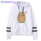 Модные женские толстовки с принтом картофеля влюбленные повседневные свободные толстовки с длинным рукавом полосатый принт Топы гранж эмо Moletom