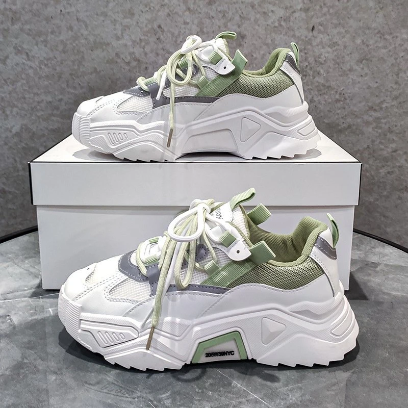 

Women Platform Chunky Sneakers Designers Fashion Lace Up Casual Shoes Woman Tennis Basket Female Autumn Vulcanized Shoes 2020