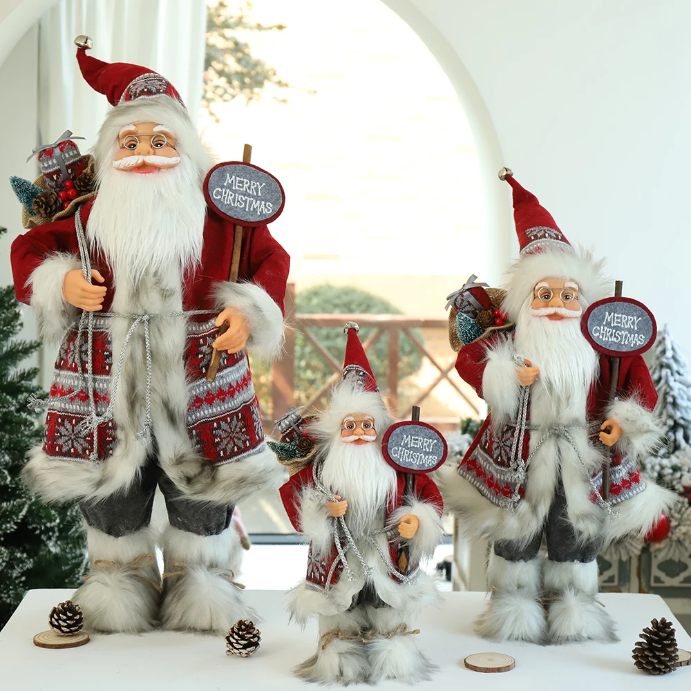 

1 шт. Рождественское украшение, кукла Санта-Клаус, плюшевая серая, коричневая кукла-моделирование Санта-Клауса, украшение вечерние НКИ, праз...