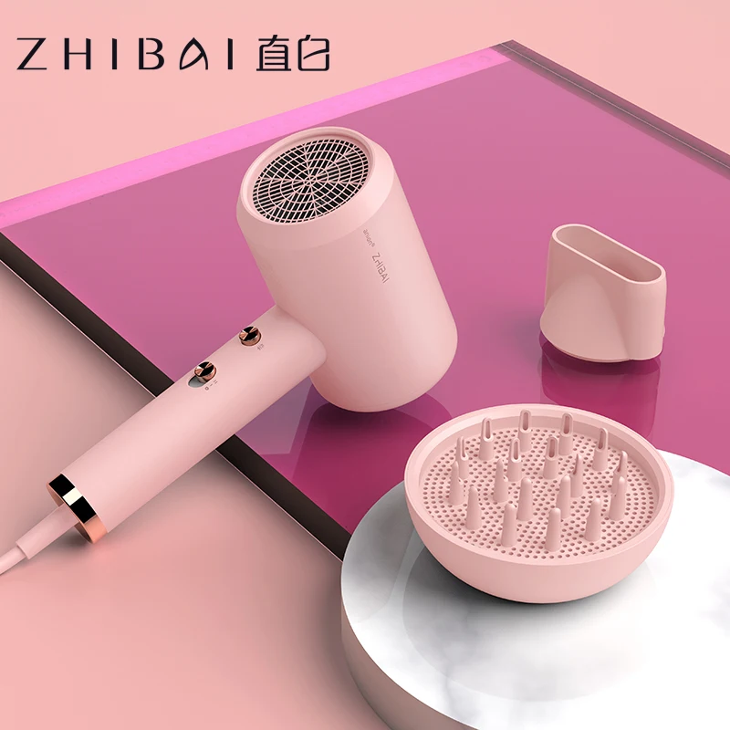 ZHIBAI Anion Hair Dryer Pink Diffusion For Hair Temperature Mi Blow Dryer for Home Travel Dryer Portable Hairdryers