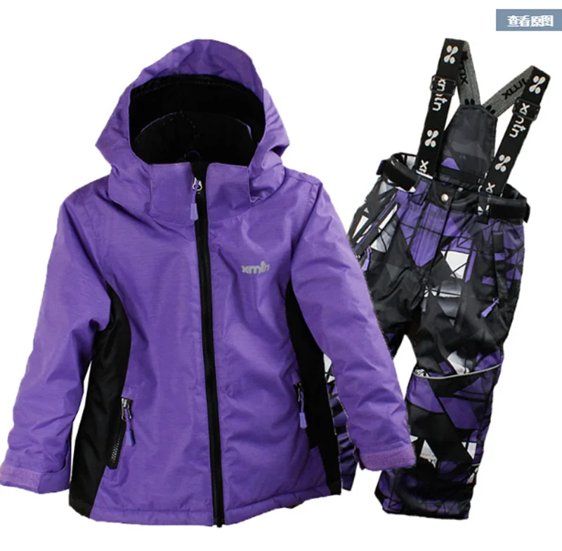 Теплые плотные лыжные костюмы XMT для мальчиков и девочек ветрозащитный
