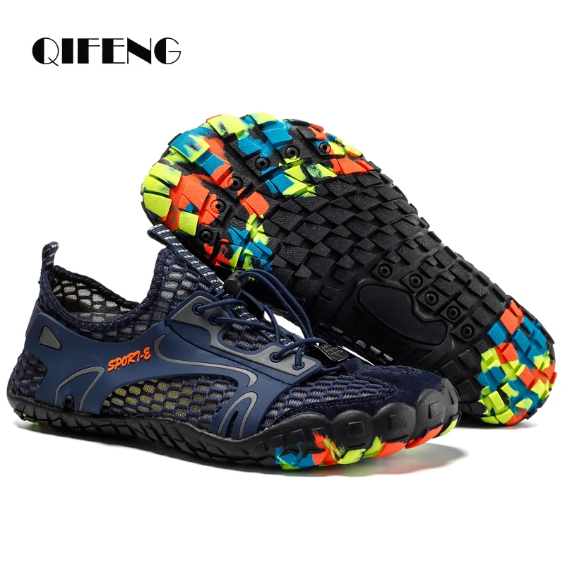 

2022 Summer Men Women Beach Shoes Outdoor Black Mesh Sneakers Rubber Water Sport Footwear Spring Gym Shoes Running Breathable