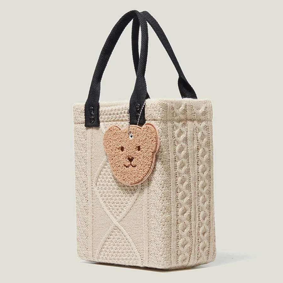 

Woven Knitted Bag Lady Knitting Comfortable Woolen Handbags Fashionable Simple Ladies Totes Handbag Crochet Bag Women Girl Bags