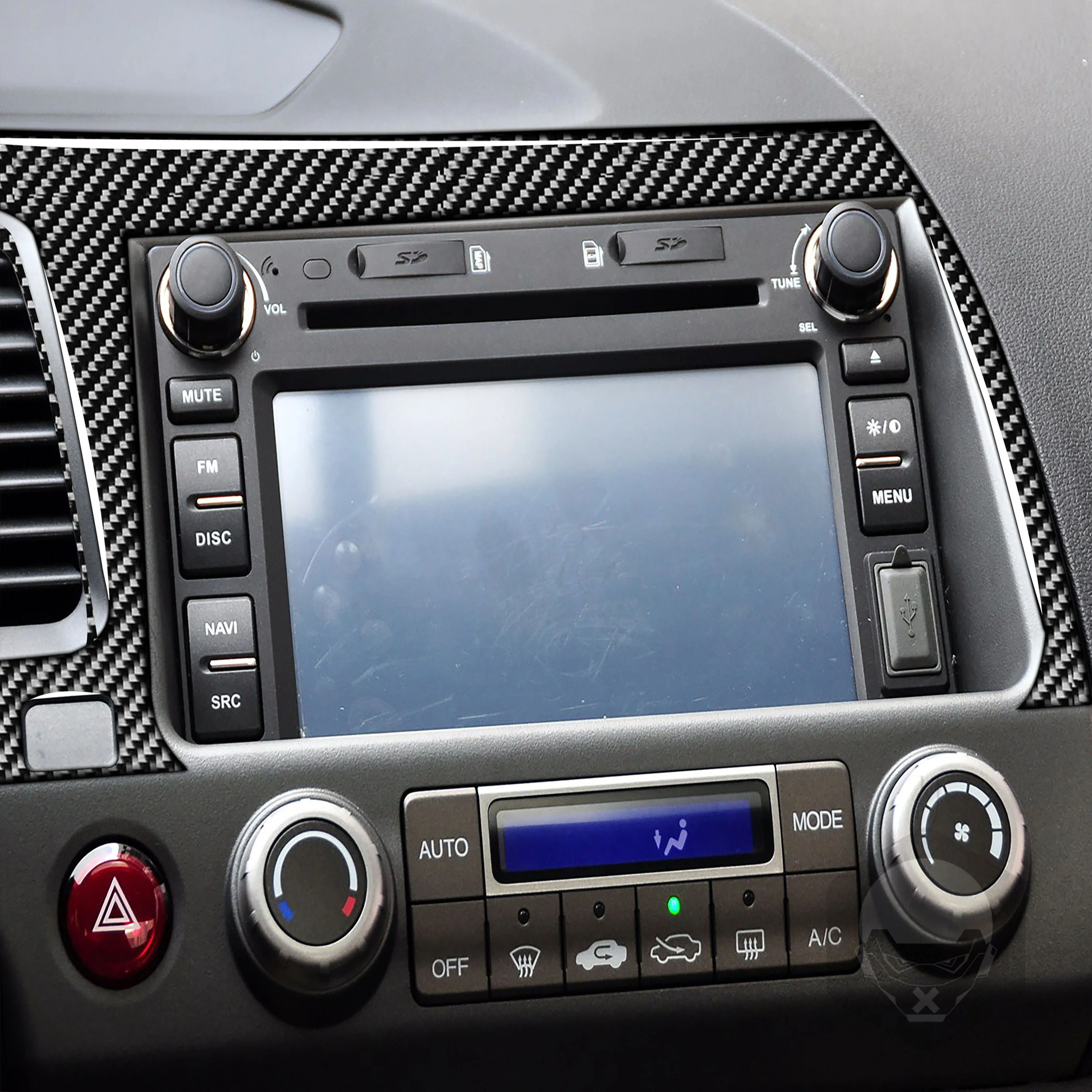 

Автомобильные наклейки из углеродного волокна для Honda Civic 8 поколения 2006-2011, навигационная панель, автомобильные аксессуары