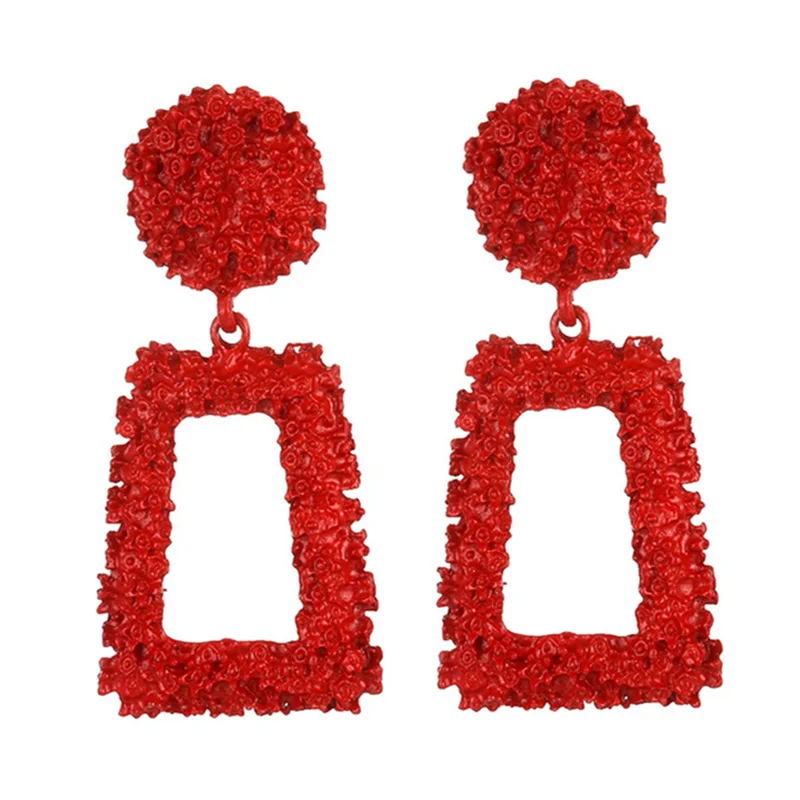 Red Color Винтажные серьги для женщин, золотые геометрические массивные серьги, металлические Висячие висячие серьги, модные современные ювелирные изделия - Окраска металла: Red Color
