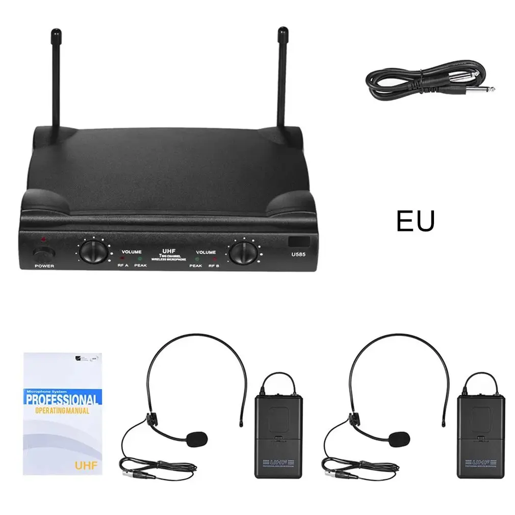 U585B UHF Беспроводной набор микрофонов 2 поясные передатчики гарнитура микрофон