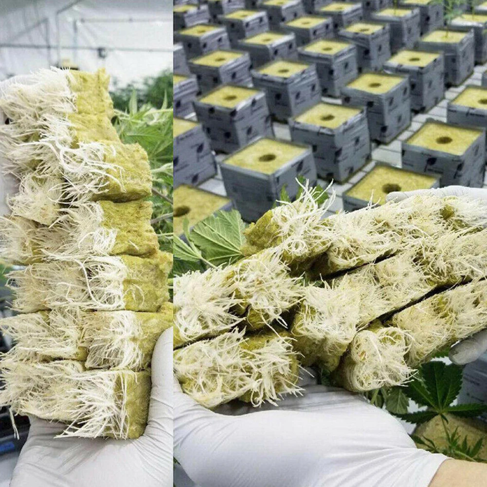 

50pcs Soilles Plantin Sponge Planting Grow RockWool Grow Cubes Rockwool Block Propagation Cloning Seed Raising Hydroponic Plug