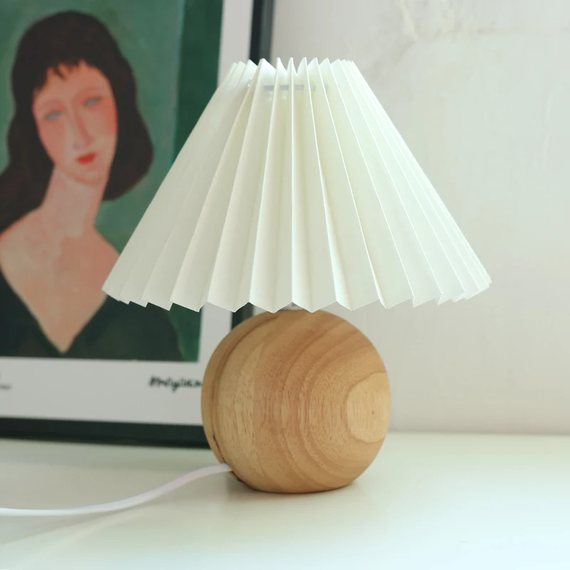 

Retro Rattan Lamp Table Desk Lamps Bedroom Study Living Room Light Creative Pleats Lamp Led E27 Room Decoration