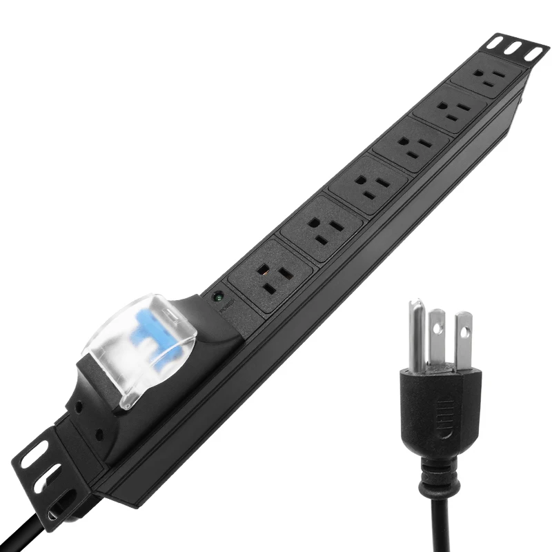 Металлическая сетевая стойка для удлинителя, настенная розетка с выключателем, 16 А, 6 розеток США, 2 м/6,5 футов, удлинитель