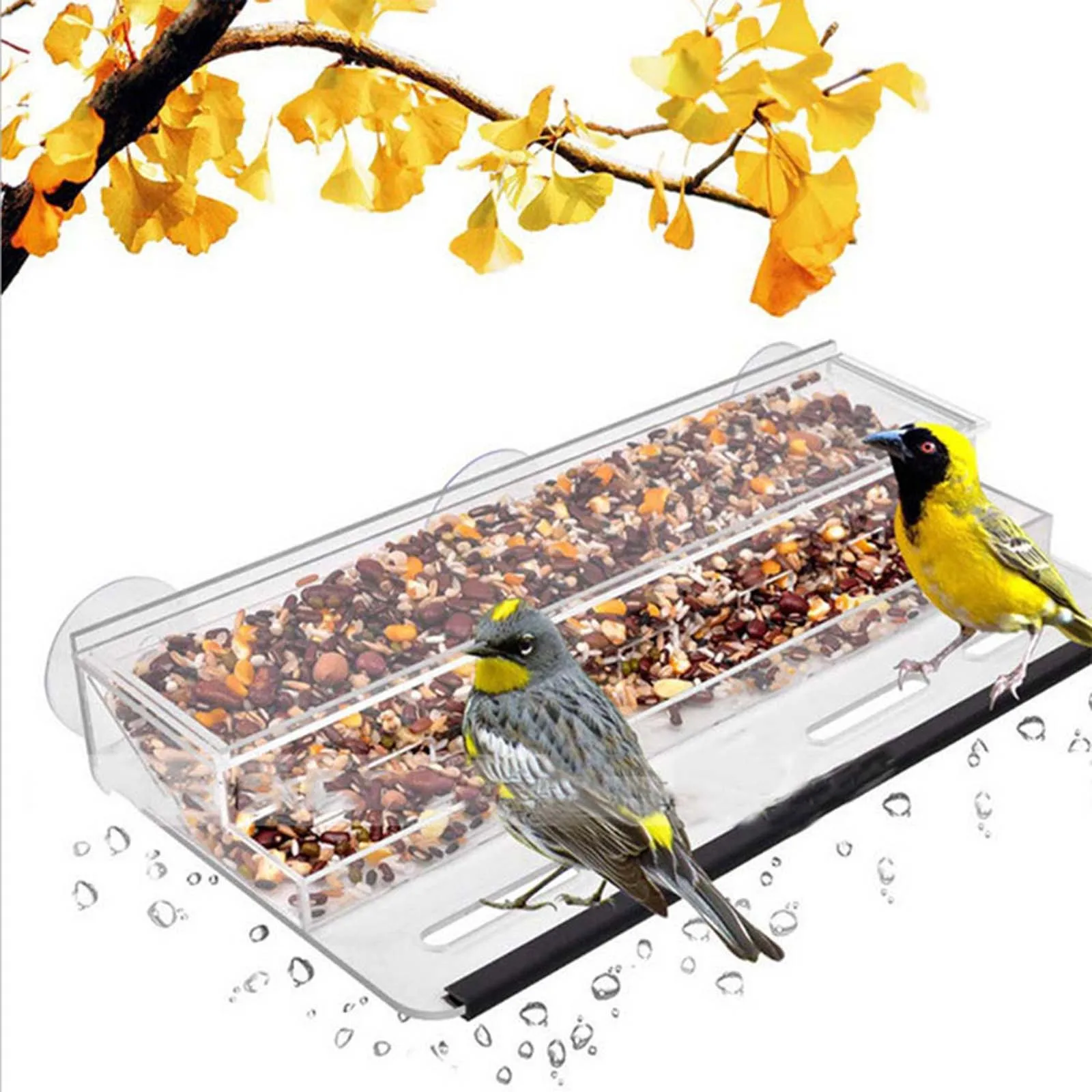 

Bird Feeder Hanging Wild Bird FeederOutside Garden Yard Decoration Shaped With Roof Acrylic Birds Accessories