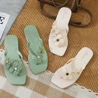 summer clip toe bow women flip flops plat soft comfortable ladies slippers square ins style outdoor female sandals square shoes