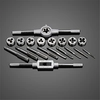 20pcset metric hand tap and die set m3 m12 screw thread plugs straight taper reamer tools adjustable taps dies wrench hand tool