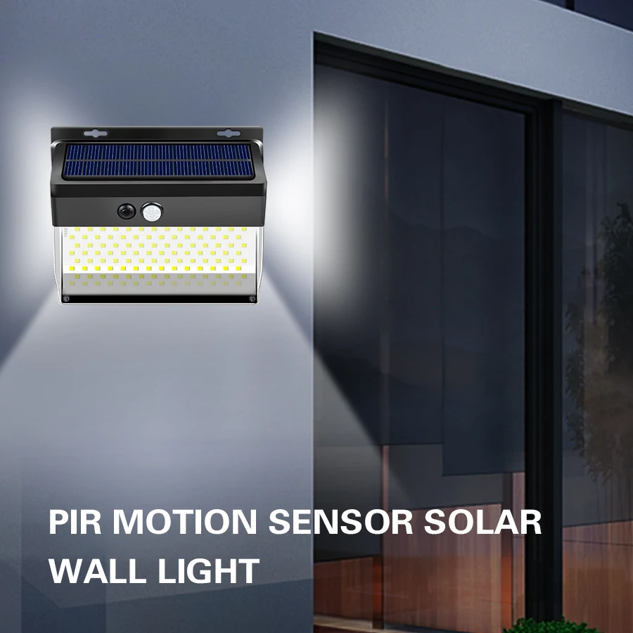 

Светодиодный солнечный светильник для крыльца, уличный солнечный светильник с датчиком движения, IP65 Водонепроницаемый умный настенный све...