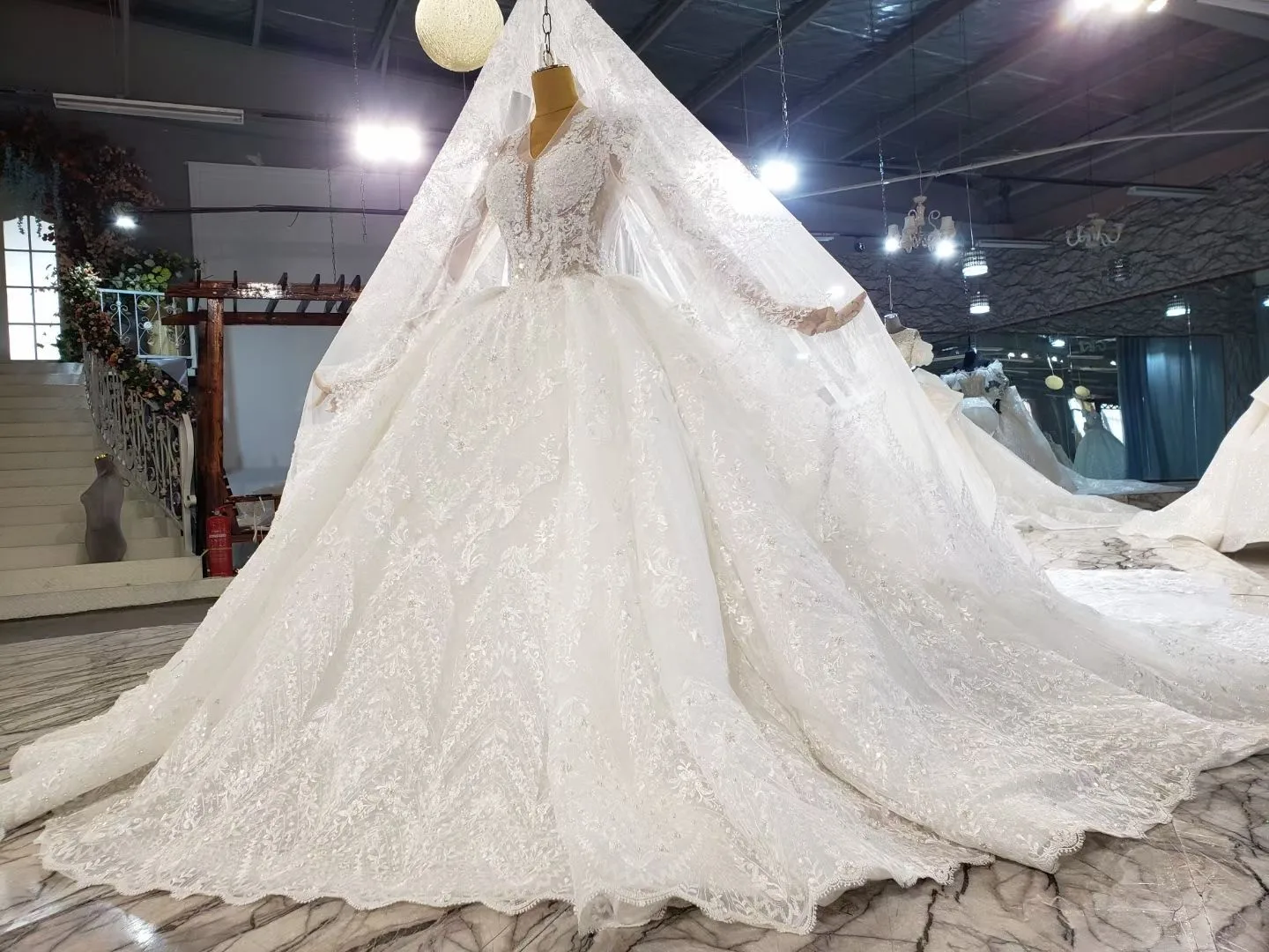 

Elegant Beading Wedding Dresses 2021ball Gown Long Sleeves Wedding Gowns Formal Vestido De Noiva Robe De Mariee Bridal Gowns