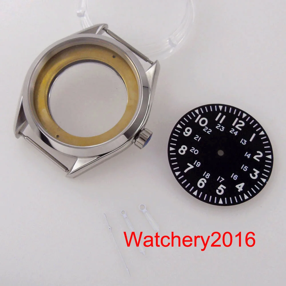 

Watchery 316L 41mm Watch Case Luminous Dial Glass Back fit NH35A NH36A ETA 2836 MIYOTA 8215
