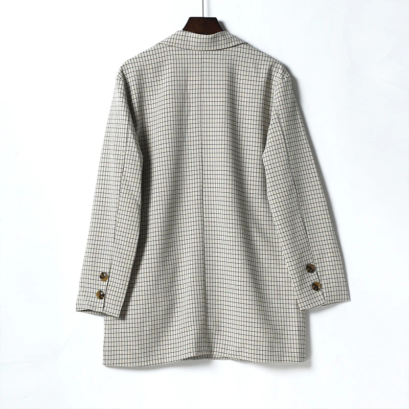 Осенний женский пиджак в клетку элегантное пальто модная женская клетчатая