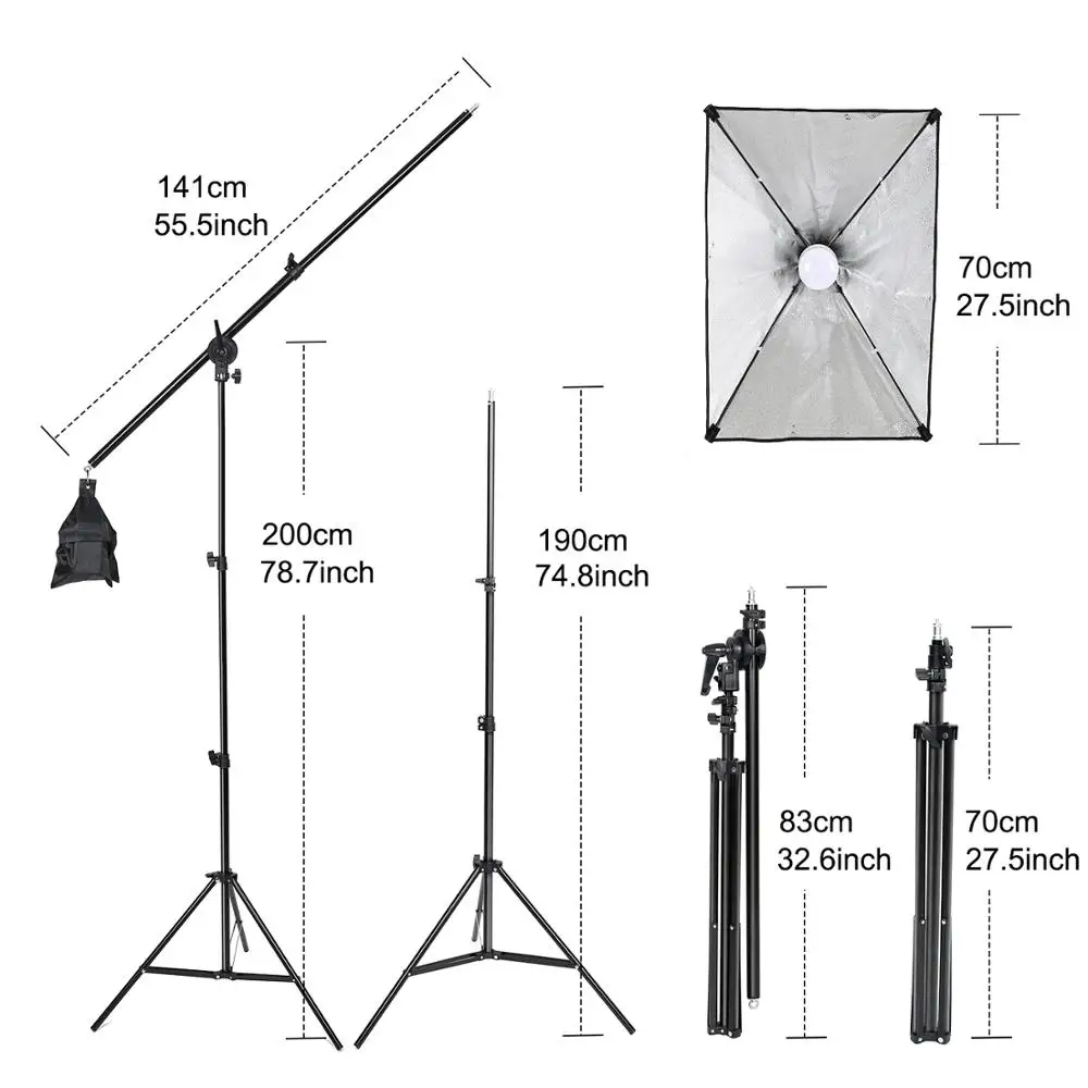Цена Софтбокс для фотостудии 58 Вт, светильник для фотосъемки, комплект для фотосъемки, аксессуары для камеры, 3 светильник, подставка, один софтбо...