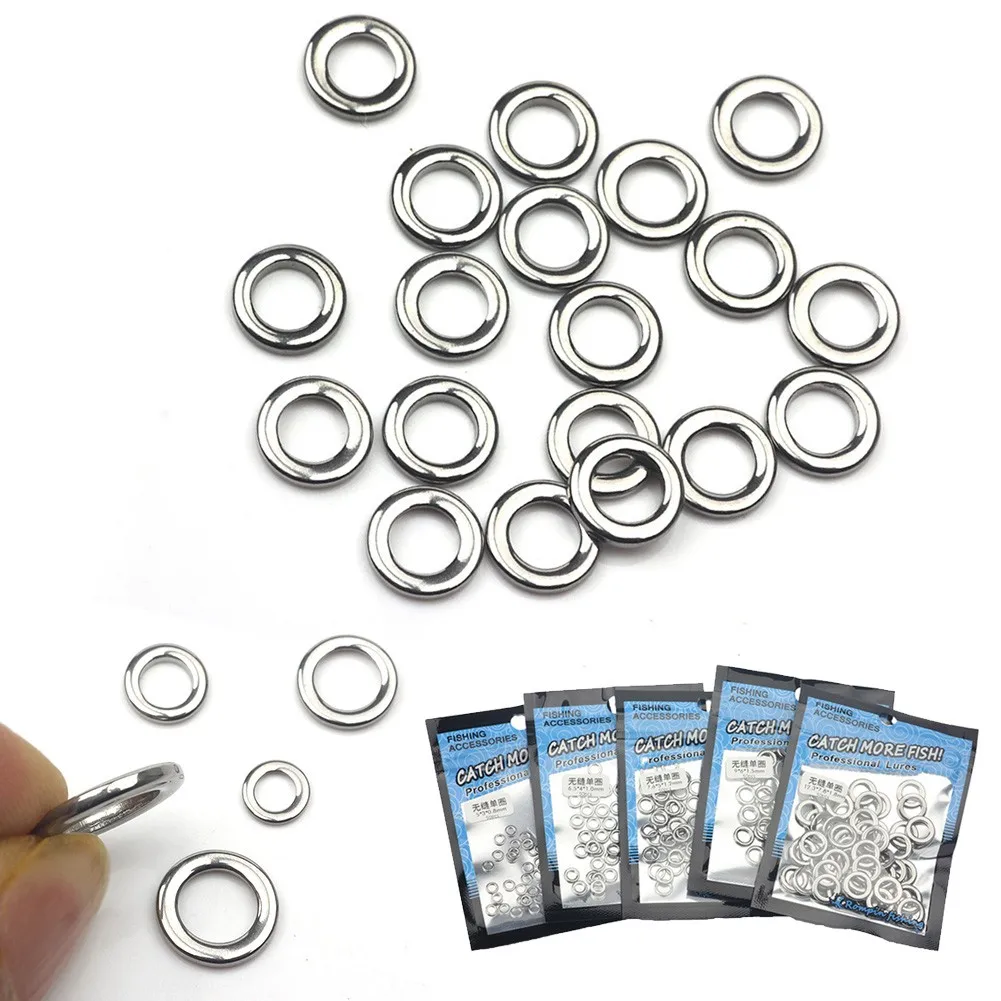 

50pcs 150lb-400lb Fishing Solid Ring Heavy Duty Fishing Solid Ring Seamless Split Ring Swivel Knot Lure Tools
