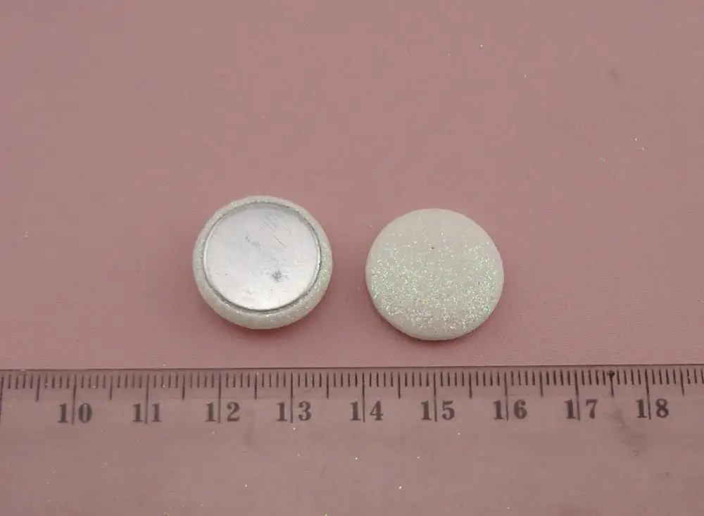 

50PCS White 20mm Round Glitter Covered Button Beads with flat back as jewelry ornament Bling Bling round buttons for DIY clothes