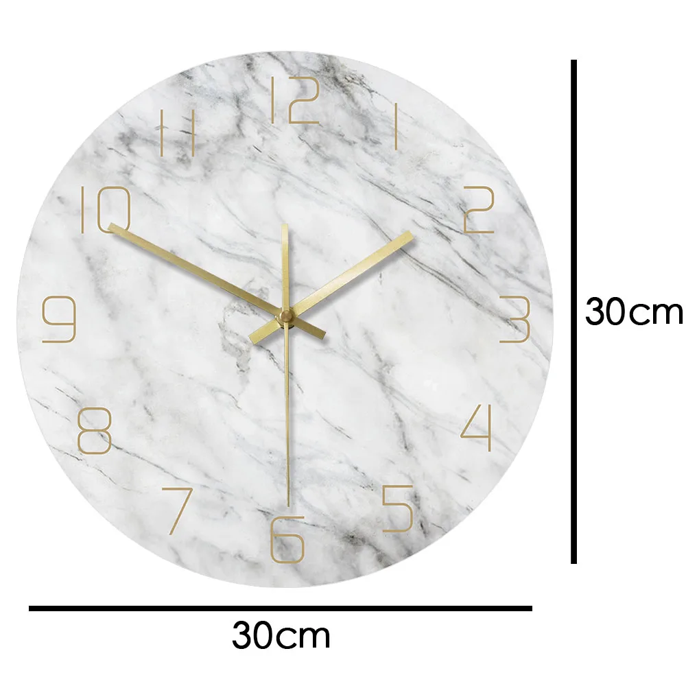 

Home Decor 3D Quartz Analog Quiet Marble Wall Clock White Marble Print Modern Round Wall Watch Nordic Creativity Fashion