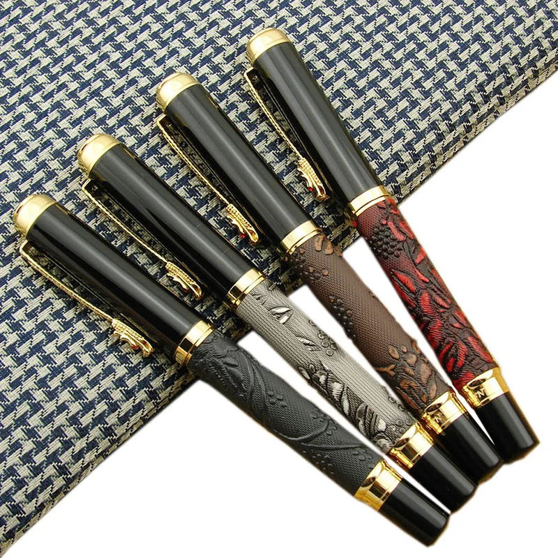 

New Dikawen 891 Brown and Golden Fountain Pen Gragon Clip Rich Crop Flower Bloom 4 Style for Choice Business Best Gift