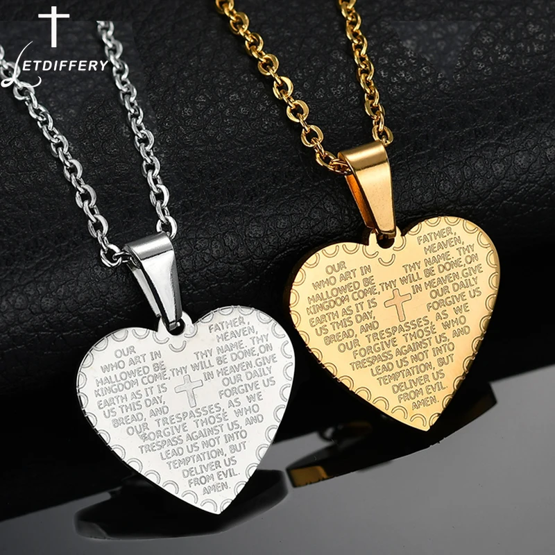 Letdiffery золото из нержавеющей стали молитва христианское женское ожерелье любовь