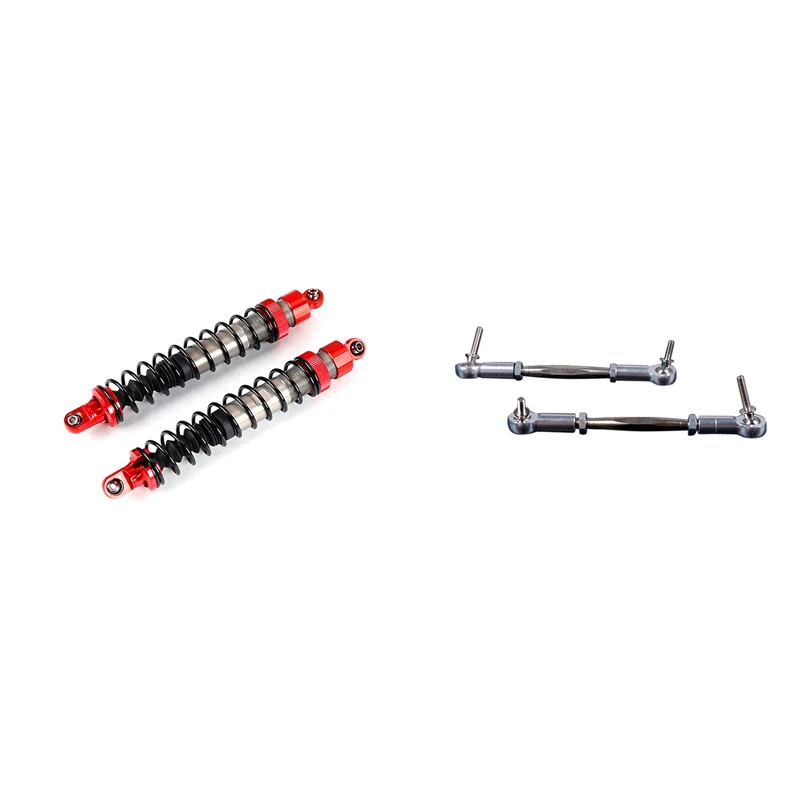 

2 Pair RC Car Part: 1 Pair 8Mm Metal Front Shock Absorber Set & 1 Pair CNC Alloy Steering Turnbuckle Tie