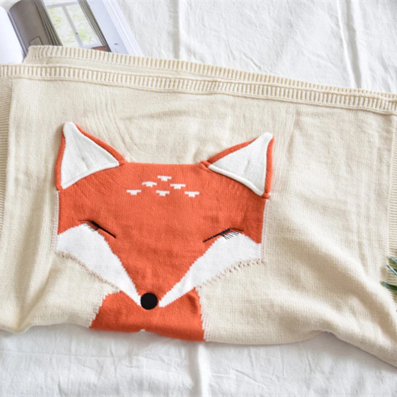 Детское трикотажное одеяло с рисунком лисы детское для мальчиков пеленки