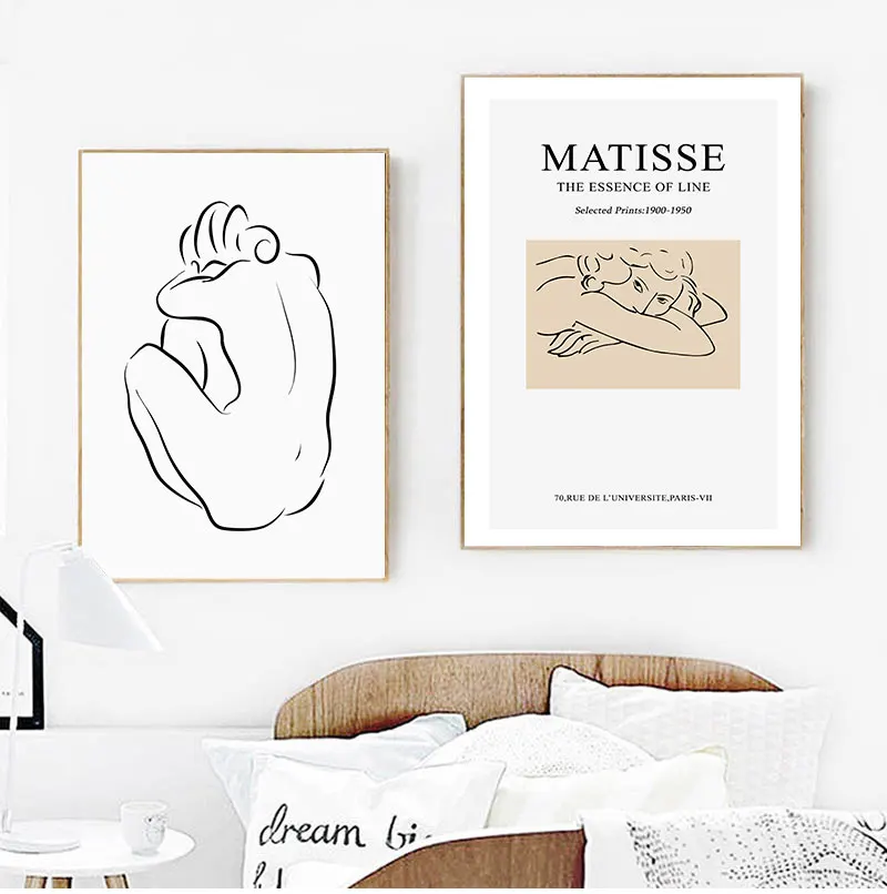

Простые Модные Современные эскизные фигурки Matisse, стильные украшения для дома, картины, постеры и фотокартины на стену