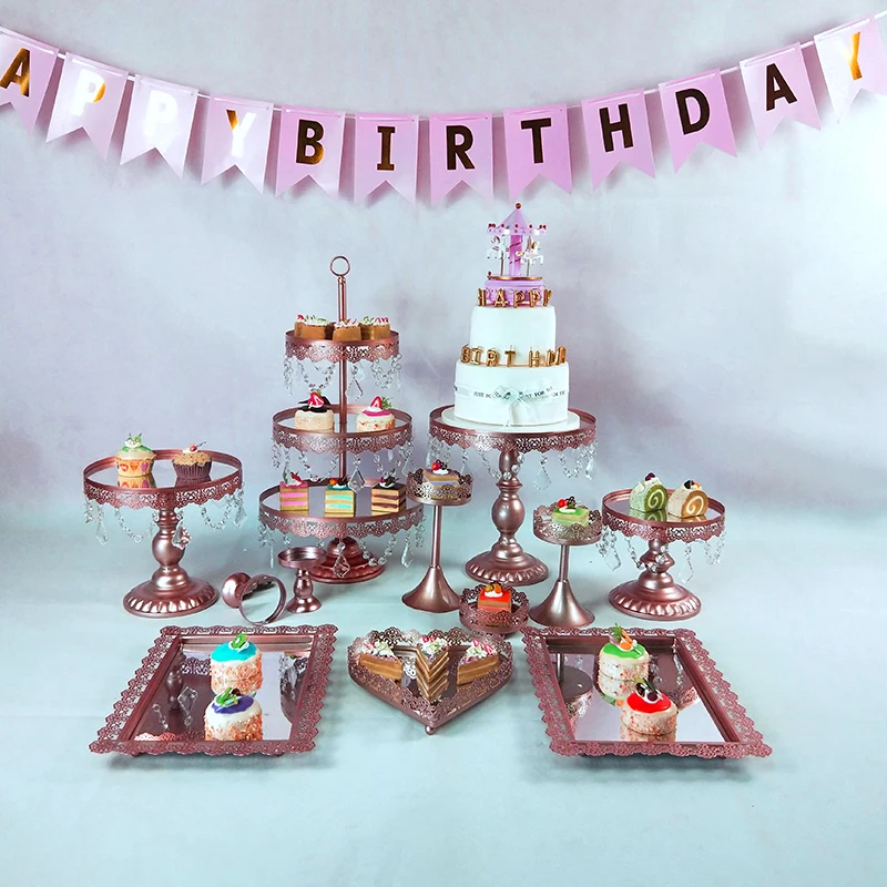 С украшением в виде кристаллов металлическая, для подставки для пирожных держатель, на Возраст 3-15 шт./компл. кекс сервировочный стенд для буфетного Дисплей стеллаж для выставки товаров День рождения Свадебные украшения золотой/белый