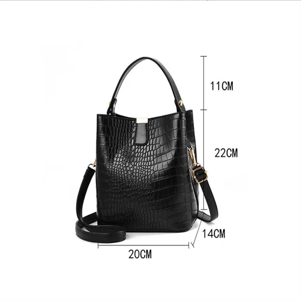 

Female Bag Crocodile Pattern Single Shoulder Bag Messenger Bag Handbag Fashion New Exquisite Leisure Large Capacity Bucket Bag