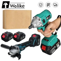 2 in 1 388vf multi functional electric tool set electric impact wrench 12 sokect electric angle grinder for makita 18v battery
