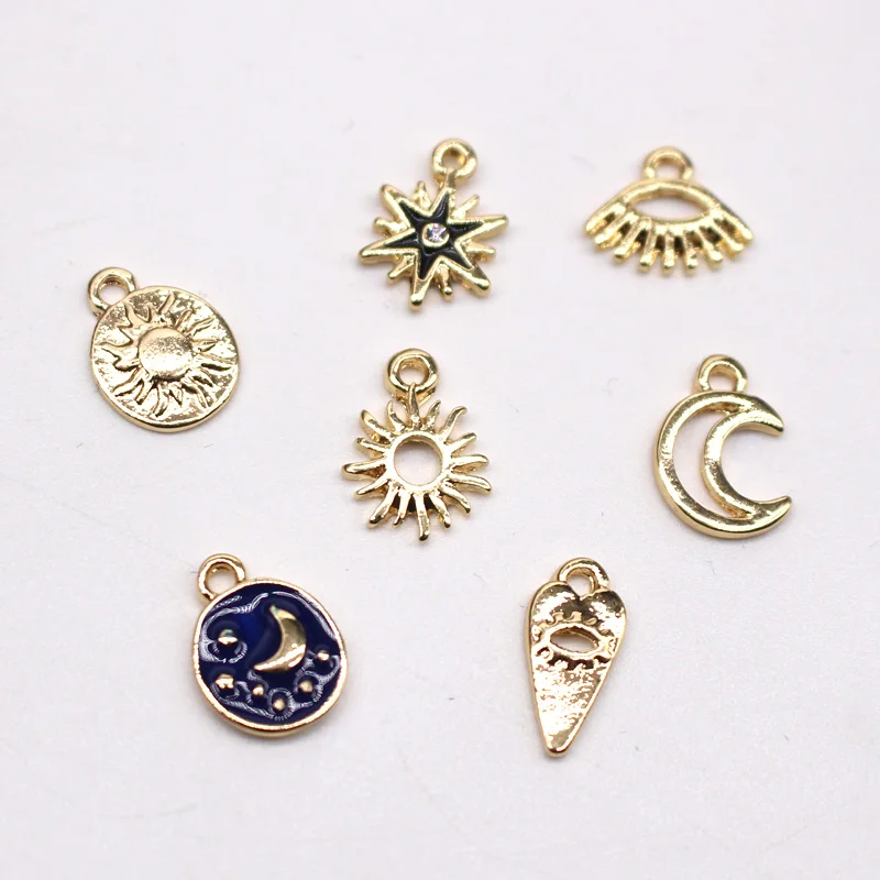 5 шт. подвески для сережек с золотыми эмалированными лунами и звездами от солнца