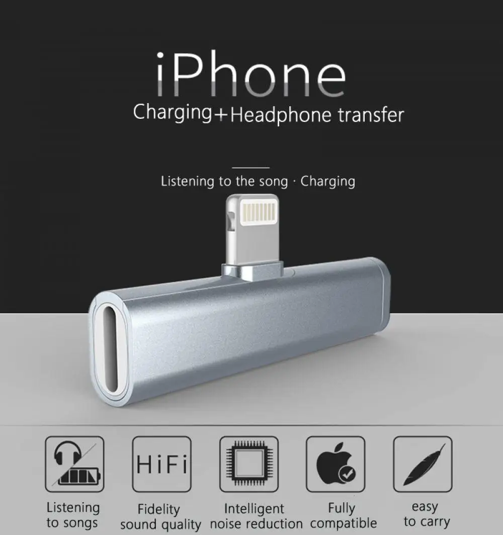 2 в 1 сплиттер для Lightning Аудио зарядки музыки вызова адаптер для IPhone 7 8 Plus/X наушников сплиттер адаптер конвертер